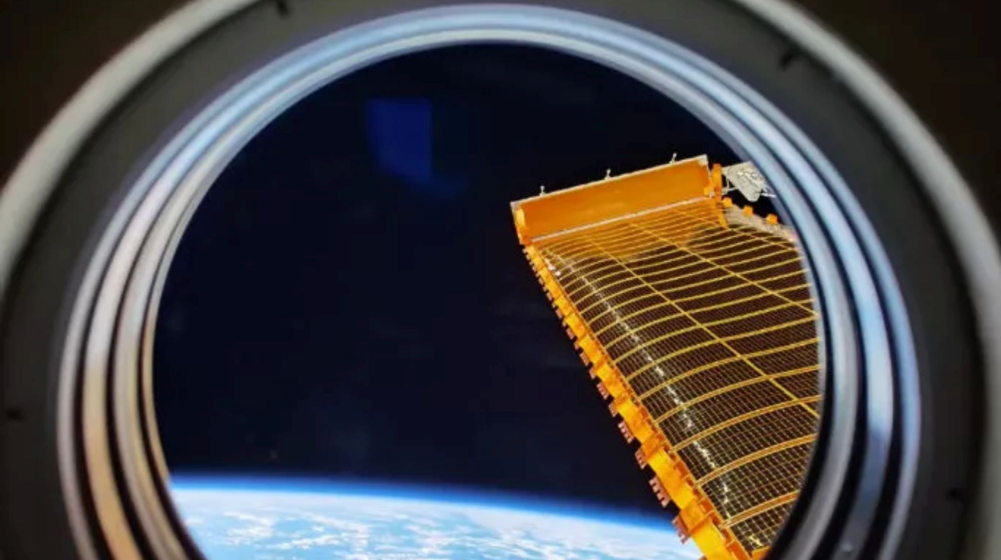 Photo of View from China’s unfinished Tiangong space station, launched in 2021. Photo: China Manned Space Agency, taikonaut Tang Hongbo.  August 8, 2021.