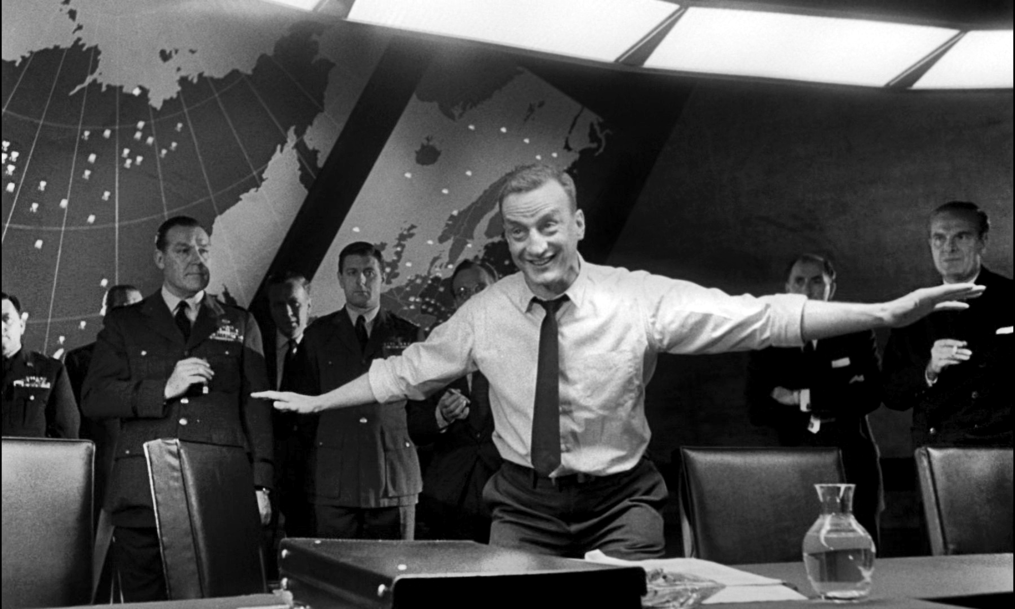 A scene from the 1964 Stanley Kubrick movie, Dr. Strangelove. (Courtesy of Columbia Pictures).  