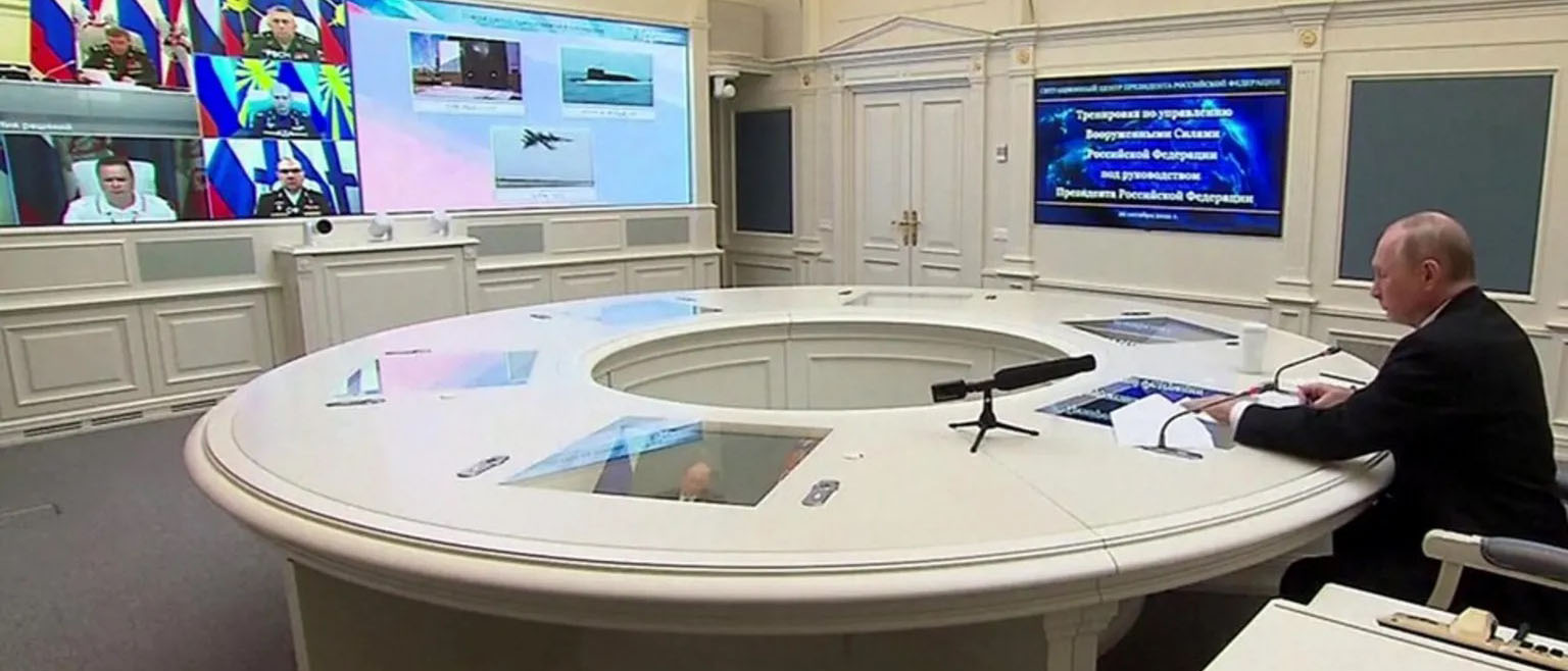 Vladimir Putin overseeing exercises