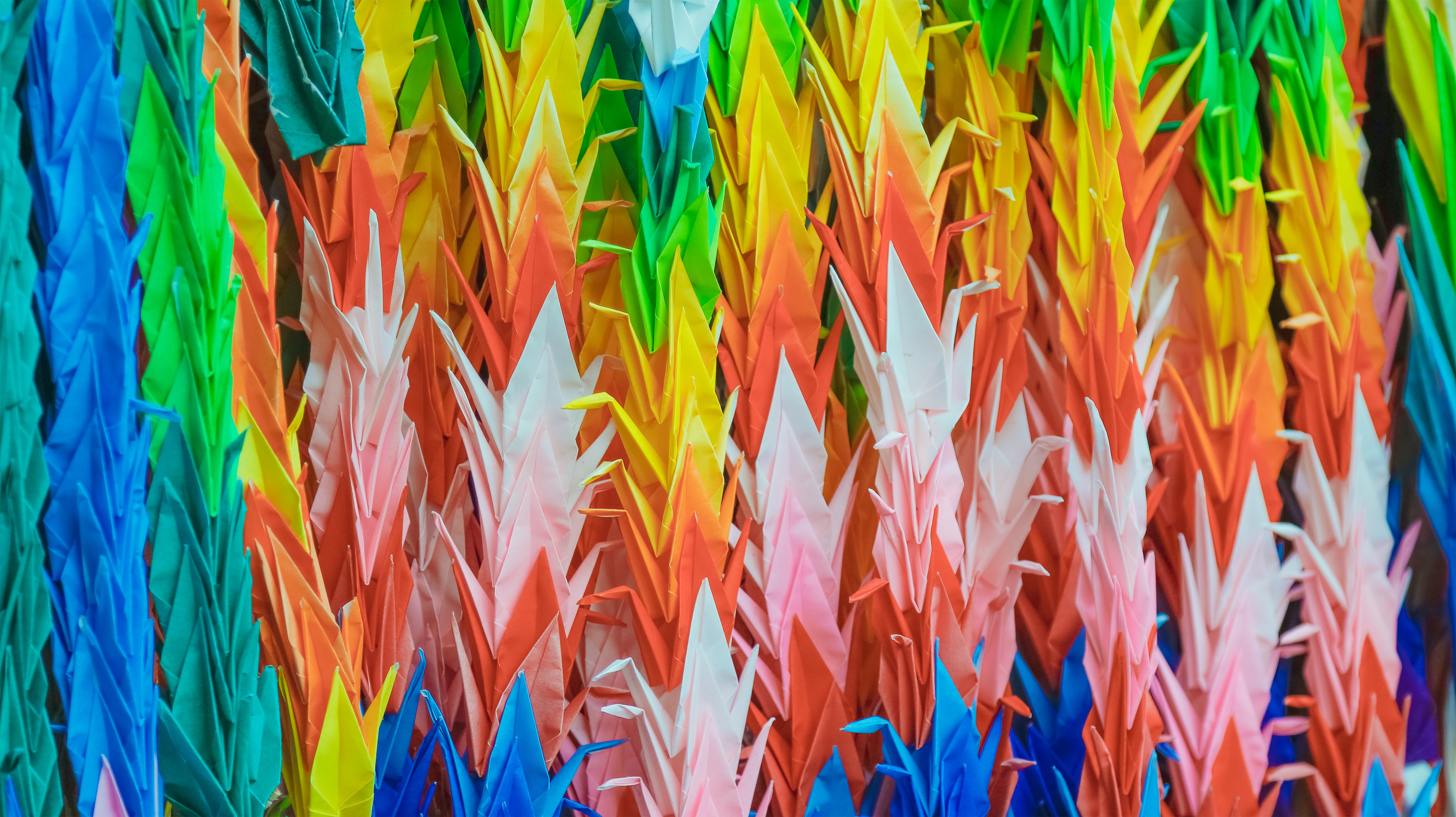 colorful paper cranes